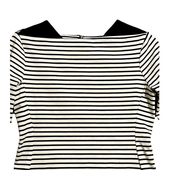 Caslon black/ivory striped ponte top back zipper, Size S - Picture 3 of 9